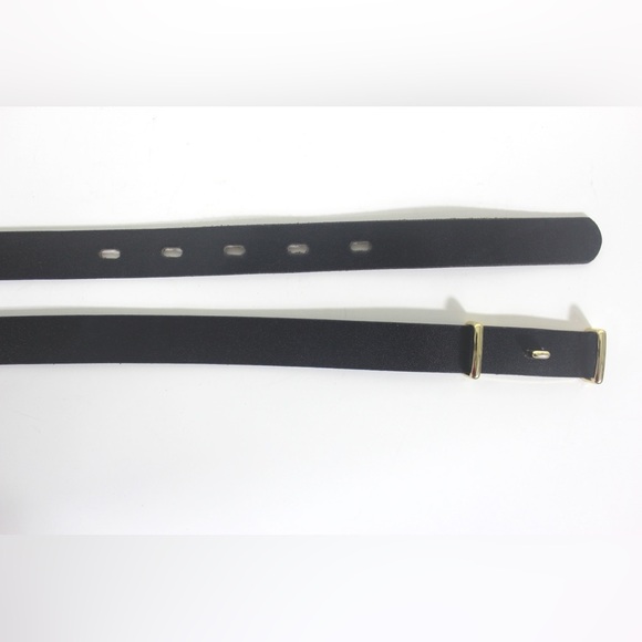 34”-38” DANIER Black Skinny Smooth Leather Belt - Picture 7 of 8